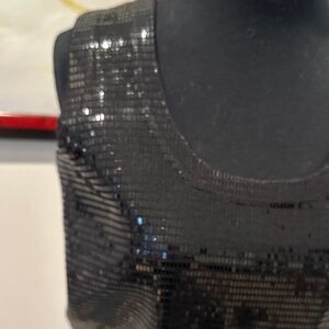 St John black tank sweater with sequins, size small.